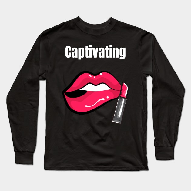 Captivating lips, totes, mugs, masks, laptop covers, notebooks, hoodies, sticker, pins, Long Sleeve T-Shirt by BostonBulldog